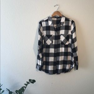 Black & white plaid button up